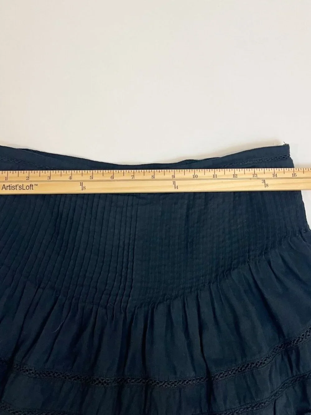 Free People Summer Nights Pintuck Lace Trim Tiered Mini Skirt Cotton Boho Size 4